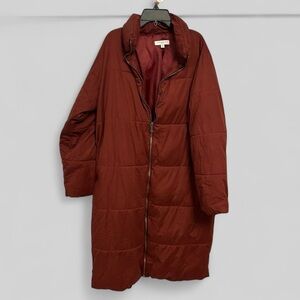 Sweet Baby Jamie long line burgundy full zip puffer coat, ladies size XS Ruby